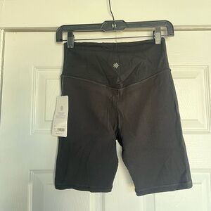 ATHLETA Black Ribbed Bike Shorts - Elation Crossover Rib 7” Short (x2)